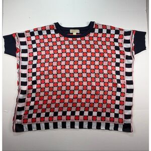 Michael Kors Geometric Print Dolman Top L/XL Red Pink Blue Colorblock Flowy